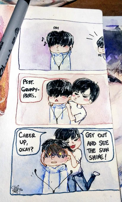 I wonder if he does that to Yongguk too?
A #SunshineForSenpai comic for @himchill 