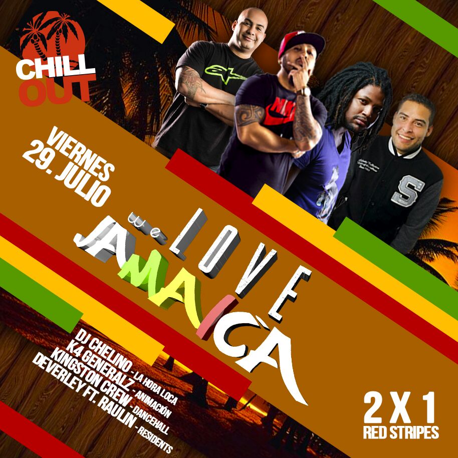 Esta noche es de We Love Jamaica! Puro manes serios en tarima. 2x1 en Red Stripes, los esperamos.