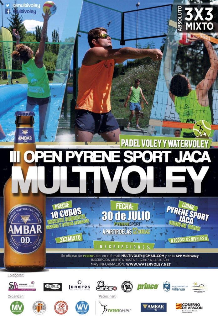 MultiVoley's tweet photo. Hoy sábado desde las 12h, III Open @PyreneSport de @watervoley y Padel Voley. Inscripciones abiertas hasta las 10:30 https://t.co/WhNE3VIHyq