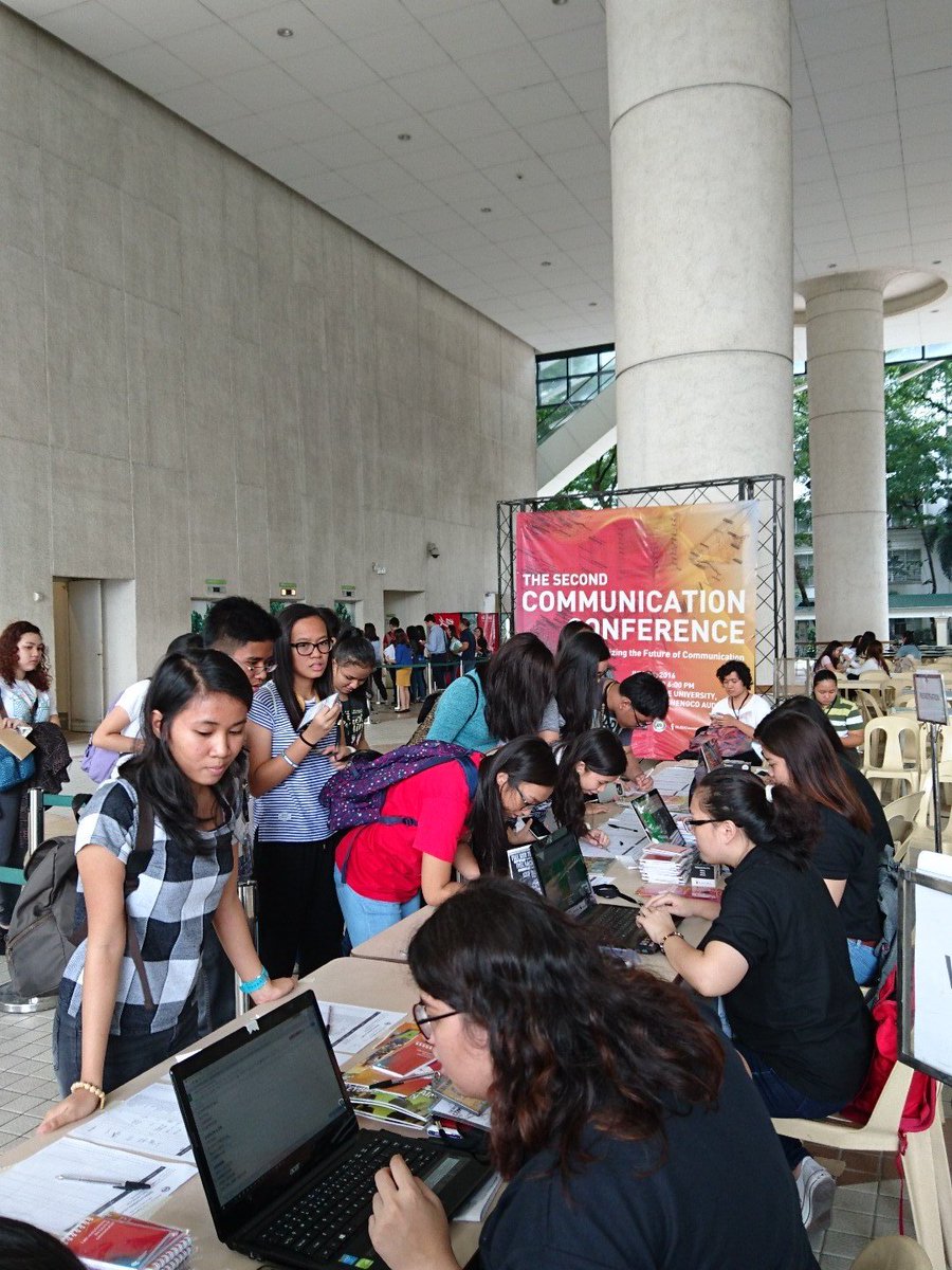TOMCATust's tweet photo. Delegates are lining up. Let's revolutionize the future of communication! #CommConRevolution #DLSUCommCon https://t.co/JkbaOsZVI0