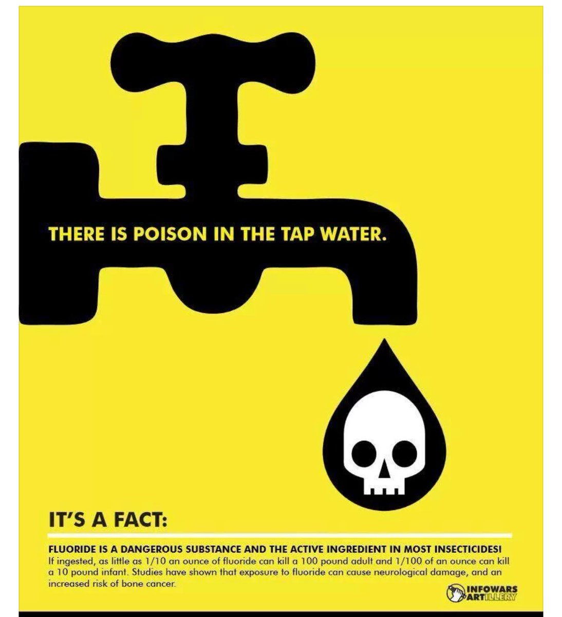 supertruths's tweet photo. Theres poison it the tap water.stop drinking it and replace it with bottled water, galss if possible #Supertruths https://t.co/oEIbZMLYDS