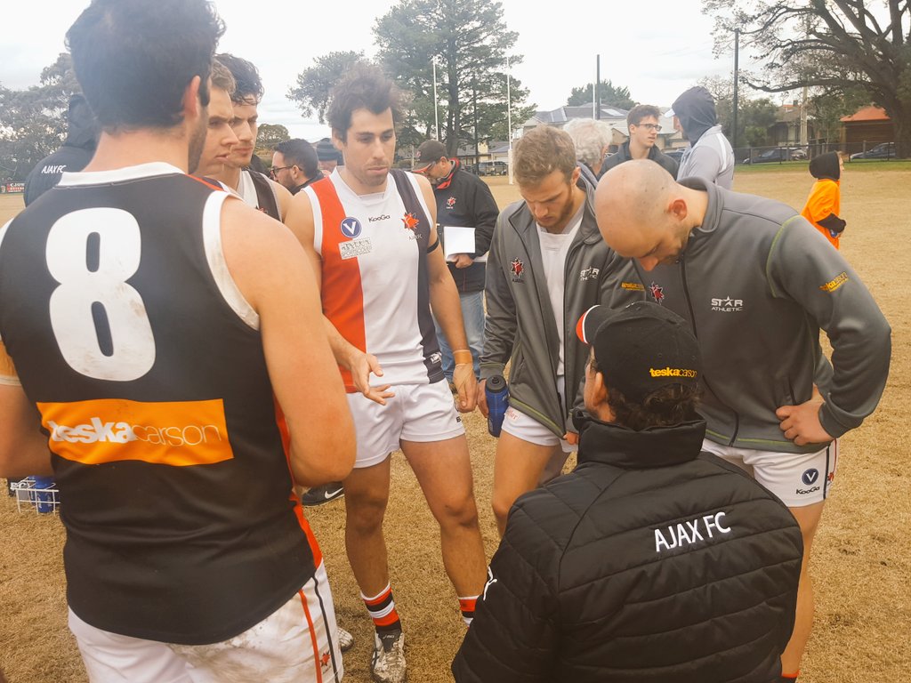 3QT: Defensive Coach <a href="/Pato30/">RobPaterson</a> has a few words with the back six. We trail <a href="/Parky_Vultures/">Parkdale Vultures</a> by 20 points #AlwaysAjax