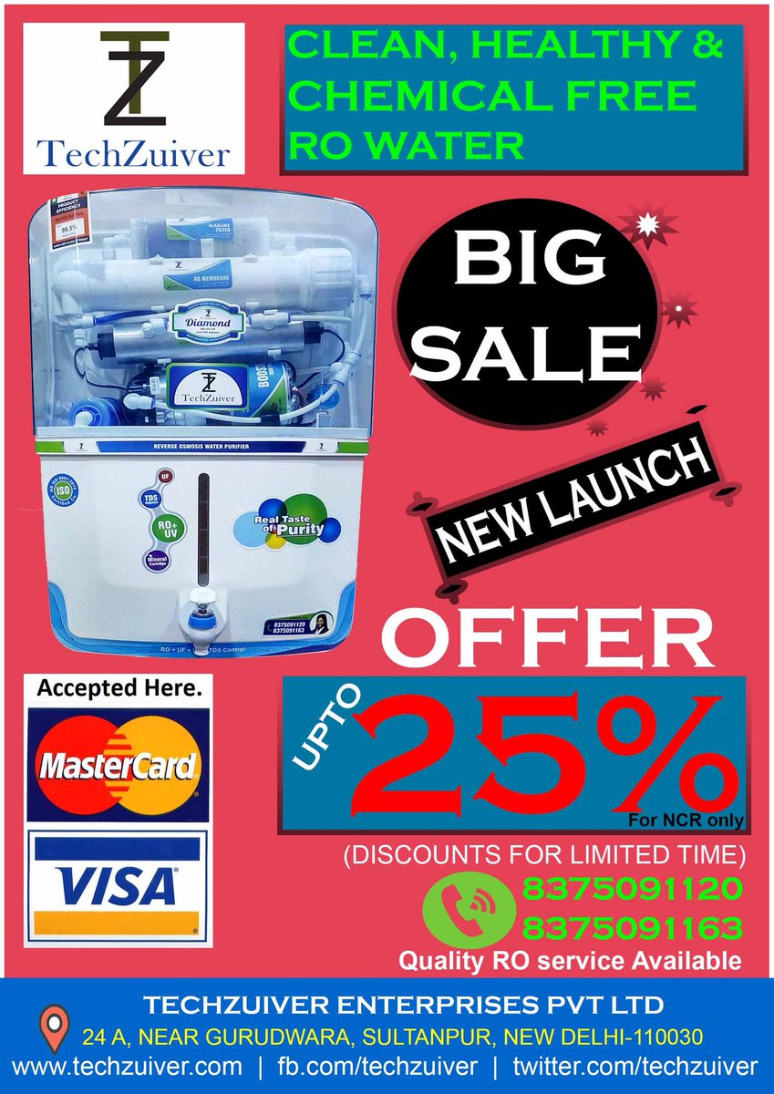 Techzuiver's tweet photo. #LaunchOffer #Sale #RO #WaterPurifier #Delhi #Gurgaon #HurryUp https://t.co/Iluv01xc1v