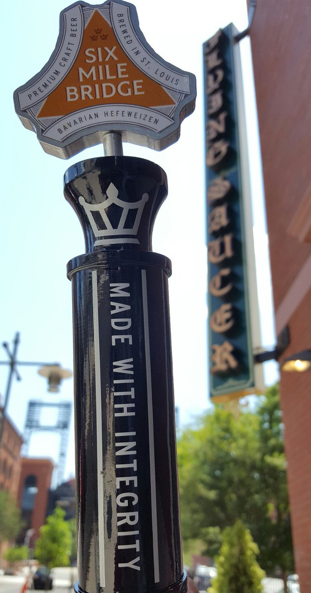 Bavarian Hefeweizen on tap <a href="/FlyingSaucerSL/">Flying Saucer SL</a> Yep that's Busch Stadium in the background! <a href="/SMBbeer/">Six Mile Bridge Beer</a> #madewithintegrity