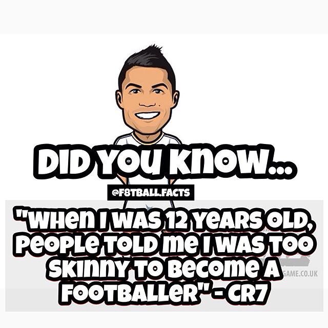SamSamcarman124's tweet image. #Fact Ronaldo got told by people he wasn't going to be a footballer when he is older because he was skinny look now👏