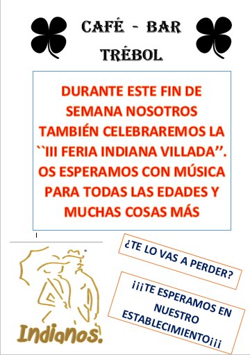 bartrebol17's tweet photo. TE ESPERAMOS EN NUESTRO ESTABLECIMIENTO PARA CELEBRAR LA ``III FERIA INDIANA VILLADA`` #IndianoTrebol https://t.co/OIryfBoQDO