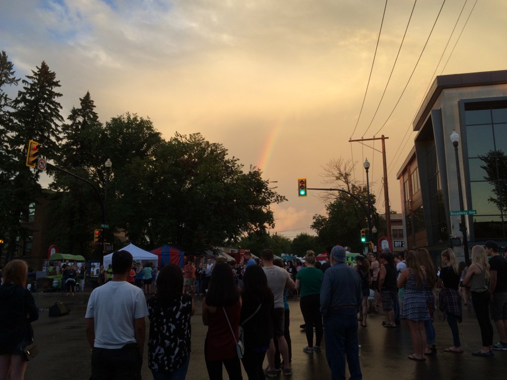 Rainbow over @yxefringe after a massive deluge!