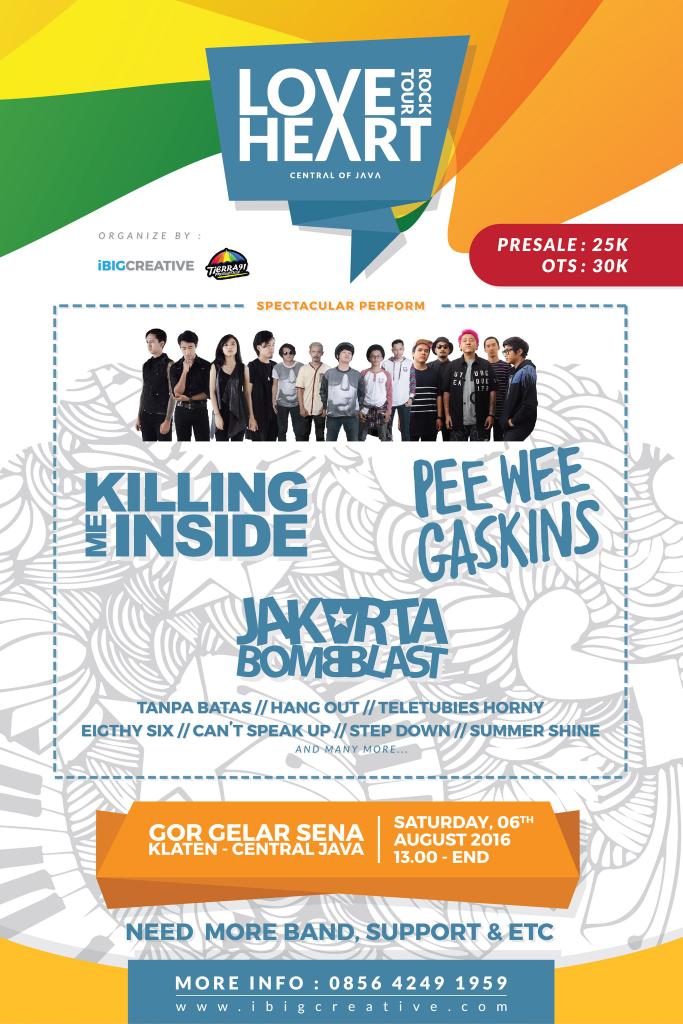 Tiket Presale : 25 K
Tiket On The Spot : 30 K
06/08/16 <a href="/GOR/">gor</a> Gelar Sena Klaten
special <a href="/Cantspeakup_ofc/">Ig : CANTSPEAKUP_</a> <a href="/tanpabatas_/">TANPA BATAS</a>