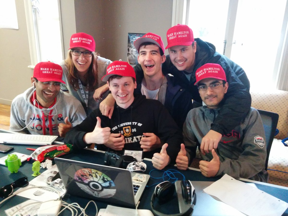 nzgizmoguy's tweet photo. Team @hexit2016 now with matching hats @govhack_ham #MakeHamiltonGreatAgain https://t.co/PCuMgEELrn