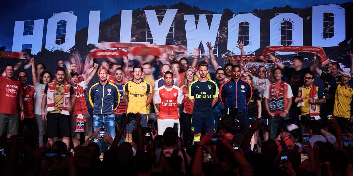 pumafootball's tweet photo. The big moment. Hollywood style.The 2016/17 @Arsenal kits. #ForeverArsenal https://t.co/09SbJp9N77