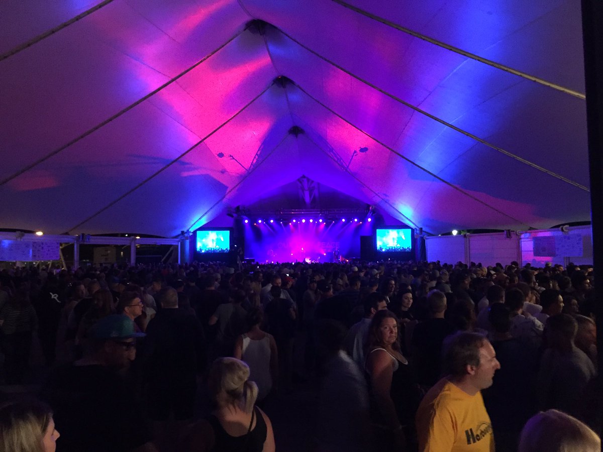 AmyHadleyCBC's tweet photo. @OurLadyPeace has arrived and the crowd goes wild #cbckenora #SoPackedTakingPhotosFromAfar #90sFlashbacks https://t.co/O1mjVK5sp4