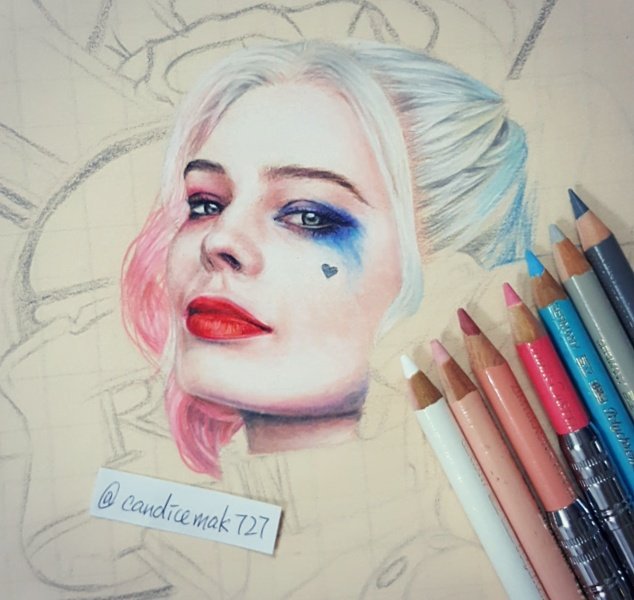 CandiceMak1's tweet photo. First day of Harley Quinn💕
Can't wait for the movie
#suicidésquad #harleyquinn #drawing #fabercastell #coloredpencil https://t.co/gpd1BTtTEv