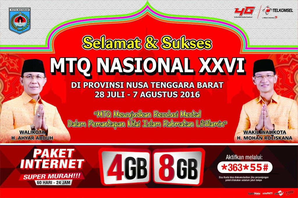 Saksikan &amp; Sukseskan MTQ Nasional ke XXVI (28-7-2016 s/d 7-8-2016) di Matar.... tmi.me/1ff9EC