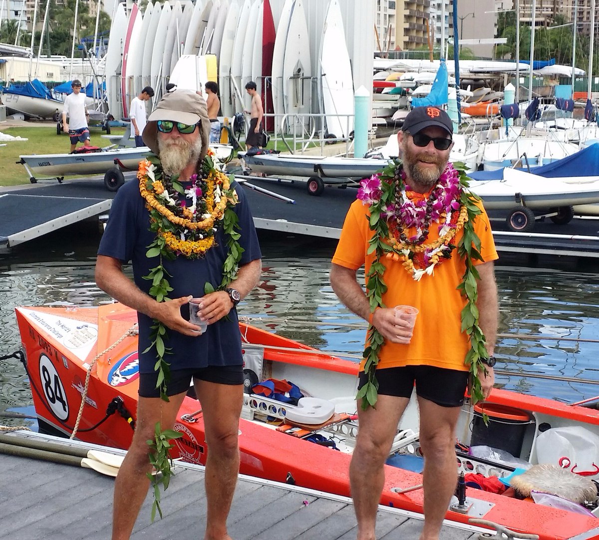 RowAloha's tweet image. Arrival at Waikiki Yacht Club #greatpacificrace