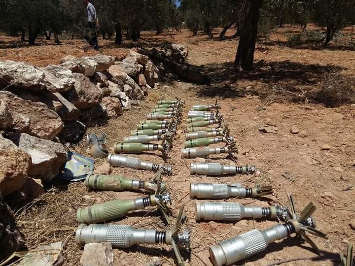 AlaaAffash1's tweet photo. Image of #cluster remnants in gov warplanes &amp; its allies shelling on KafarTkharem in #Idlib, July 30. #Syria https://t.co/ZQgHjTJ6Th