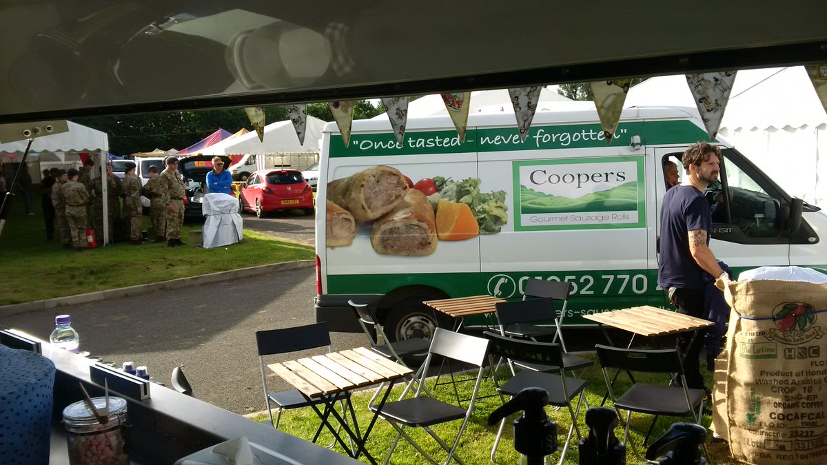 Hvanchaud's tweet photo. View from the #Longwindow this morning at @telfood @CoopersRolls @ShropsIceCream The troops have arrived! https://t.co/yaTAv8rzUj