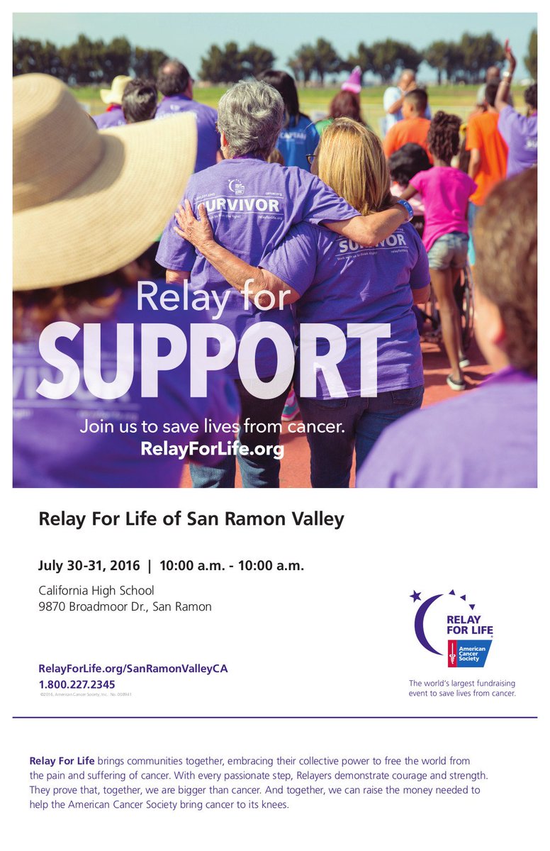 is_a_lau's tweet photo. Join us #RFLSRV at Cal High in @CityofSanRamon today 10am - Sunday, 10am, 24 hrs of Relay For Life fun #Relay2016 https://t.co/C9yaqxbi8i