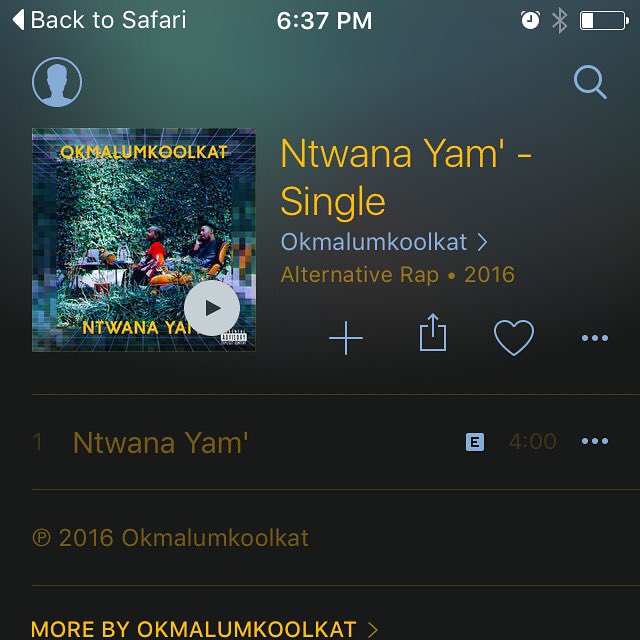 boyznbucks's tweet photo. [New track] #NtwanaYam by @okmalumkoolkat is available on iTunes - https://t.co/M8g4poEiok https://t.co/F1dO7kilLF
