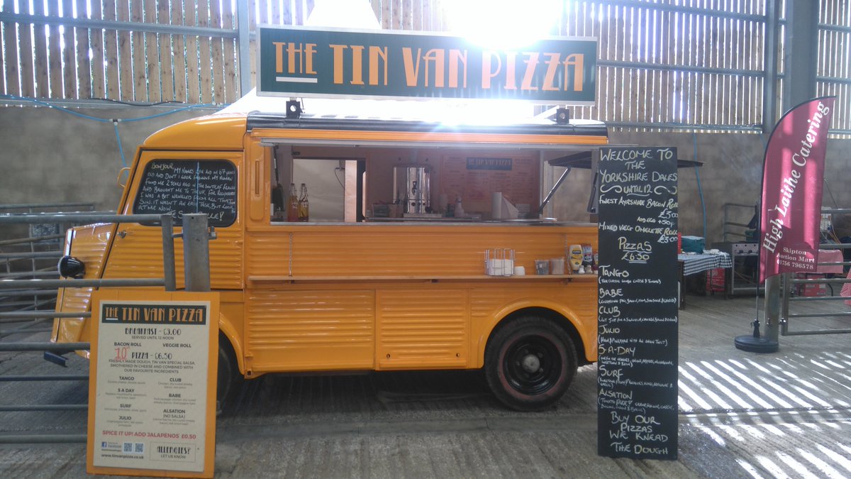 TheTinVan's tweet photo. @YorksDalesFest evie is all ready in the indoor food arena. Come see us. #spottheyellowvan https://t.co/wvUxOkiwAy