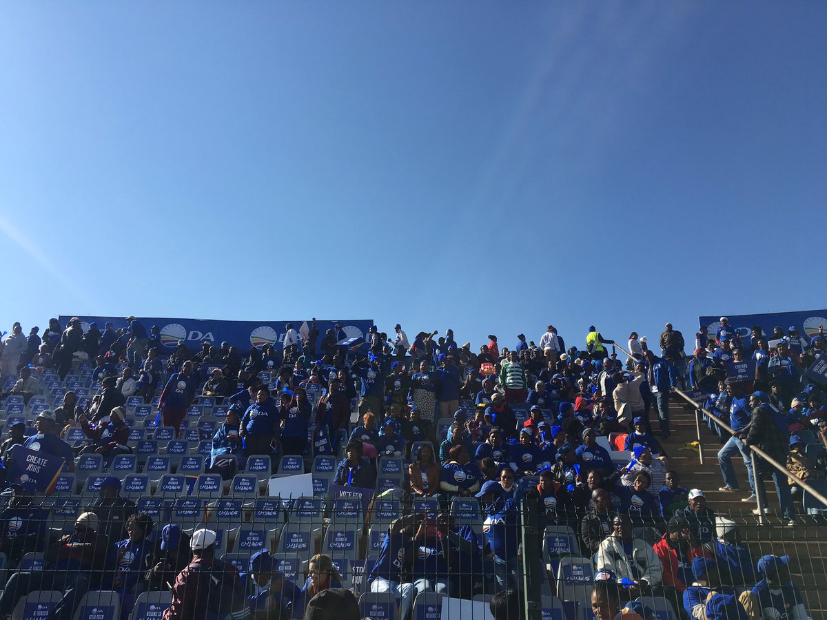 dailyxpress_'s tweet photo. Crowd arriving at Dobsonville Stadium for #DAFinalRally https://t.co/cdZ4VFg9Ga