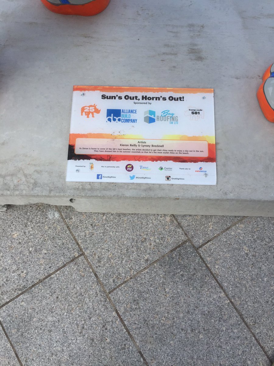 See the Rhino has arrived on #Torquay seafront this morning. <a href="/GreatBigRhinos/">Great Big Rhinos</a> 'Suns out Horns out' 😎