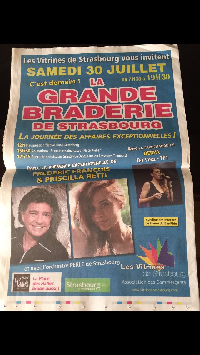 fan_betti's tweet photo. Retrouver  @PriscillaBetti et Frédéric François aujourd'hui à Strasbourg a la grande braderie 
#MomentDeBonheur 😘❤️ https://t.co/is0tAqrS4H