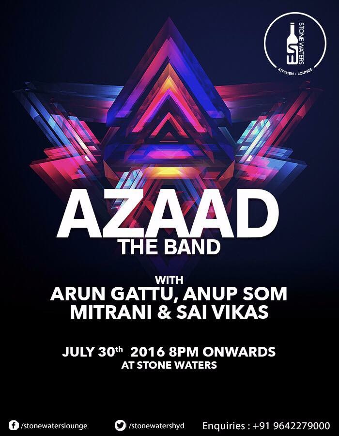 StoneWatersHyd's tweet photo. Saturday with Azaad the band! come enjoy the amazing weather and great music only at #StoneWaters 8pm onwards! https://t.co/Ly3QXqlYBx