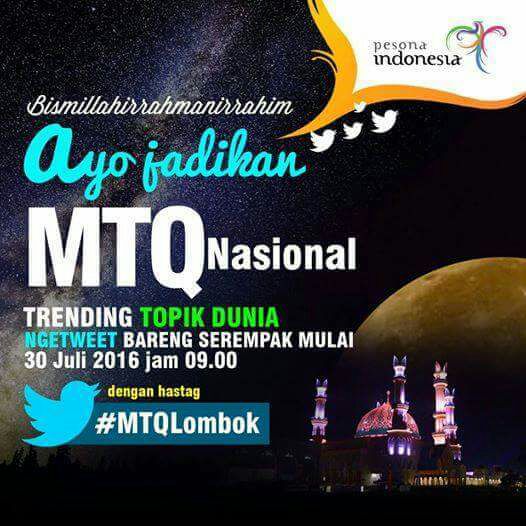 ..maka selamilah Al Quran krn didalamnya terdapat ilmu orang2 terdahulu &amp; yg akan datang(hadist), sukses #MTQLombok