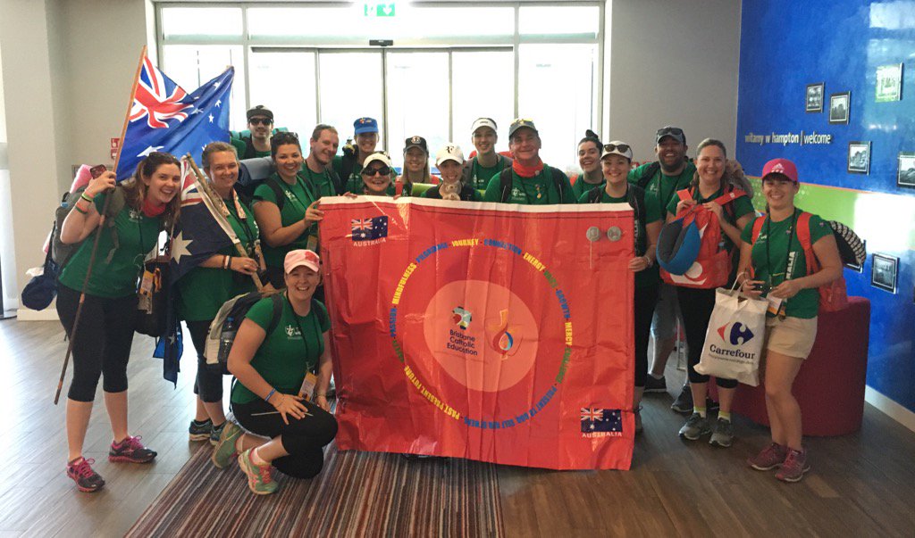 Allie_Maree's tweet photo. The BCE group ready for the journey to the vigil mass #bneWYD16 #WYDKrakow2016 #aussiepilgrims #Krakow2016 https://t.co/1a3Hv6gtdf