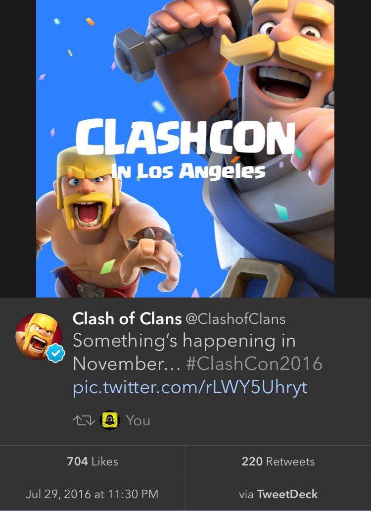 GamingAddictz1's tweet photo. OMG! @supercellgames  #ClashCon2016 #ClashOfClans #ClashRoyale https://t.co/16A2qz4dHE