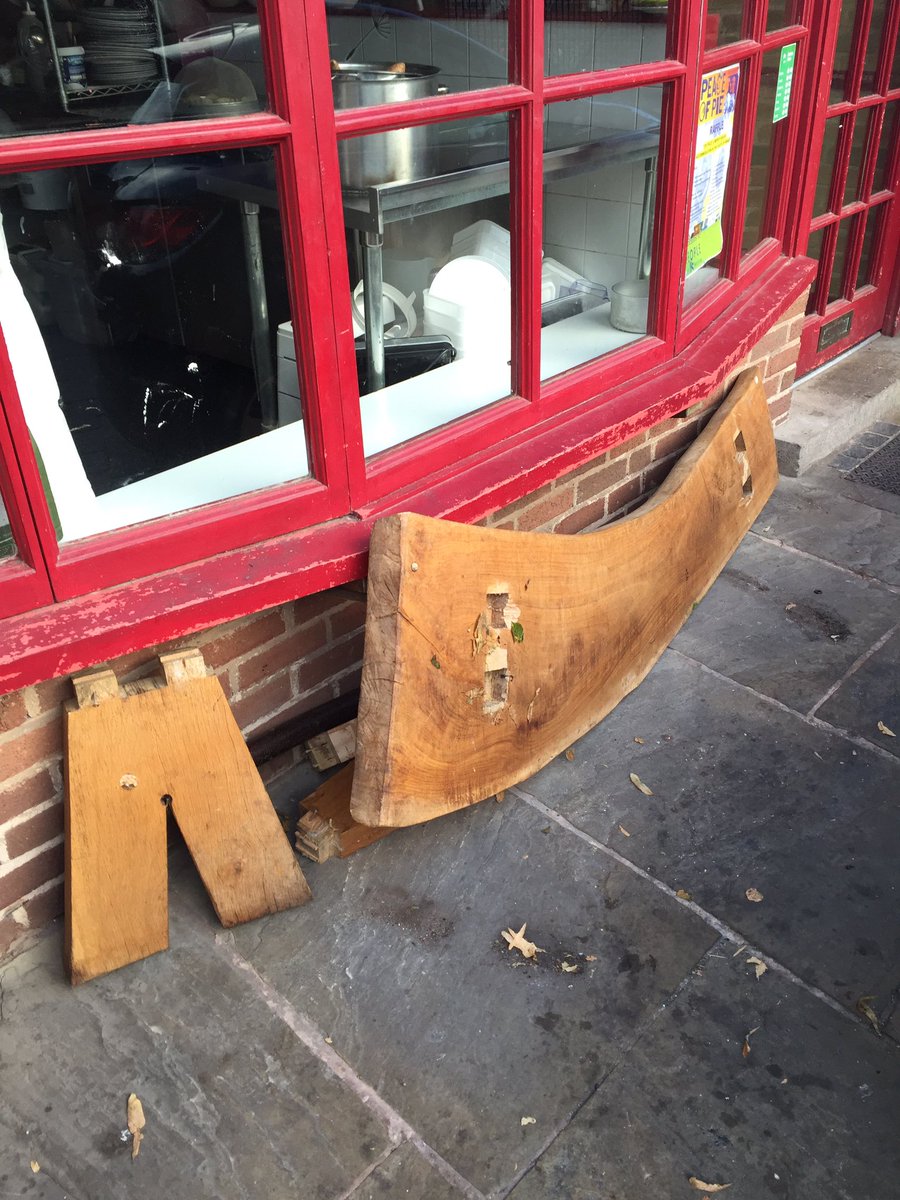 Devastated. #vandals &amp; #thieves damage our beautiful very heavy handmade oak bench in #ChurchStreet #Hereford