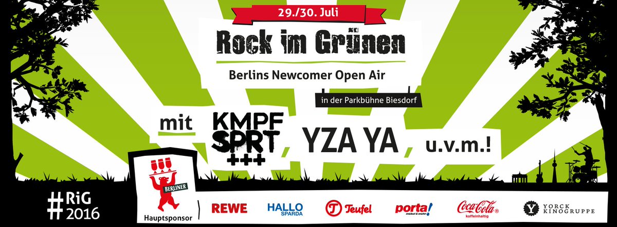 KMPFSPRT's tweet photo. Heute Berlin, @RockImGruenen - umsonst &amp; draußen! #rig2016 https://t.co/59osFswol3