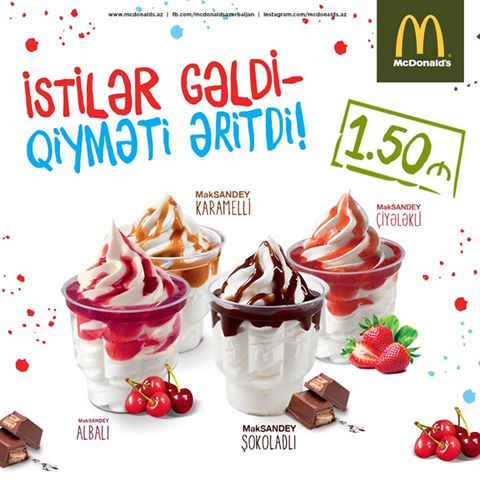 McDonald'sda sevimli dondurmalarınız 1.80 yox, 1.50 oldu! 

bakuguide.com/az/1-yemek-icm…

#mcdaz #bakuguide #dondurma
