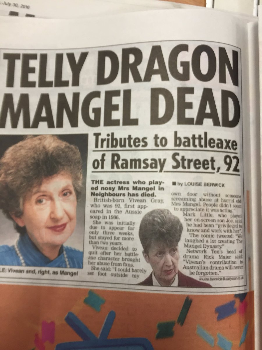 TheJamesIngham's tweet image. Never mind Bowie or Prince. Bloody Mrs Mangle has died. National Day of mourning for  the mangle pls! #RIPMrsMangel