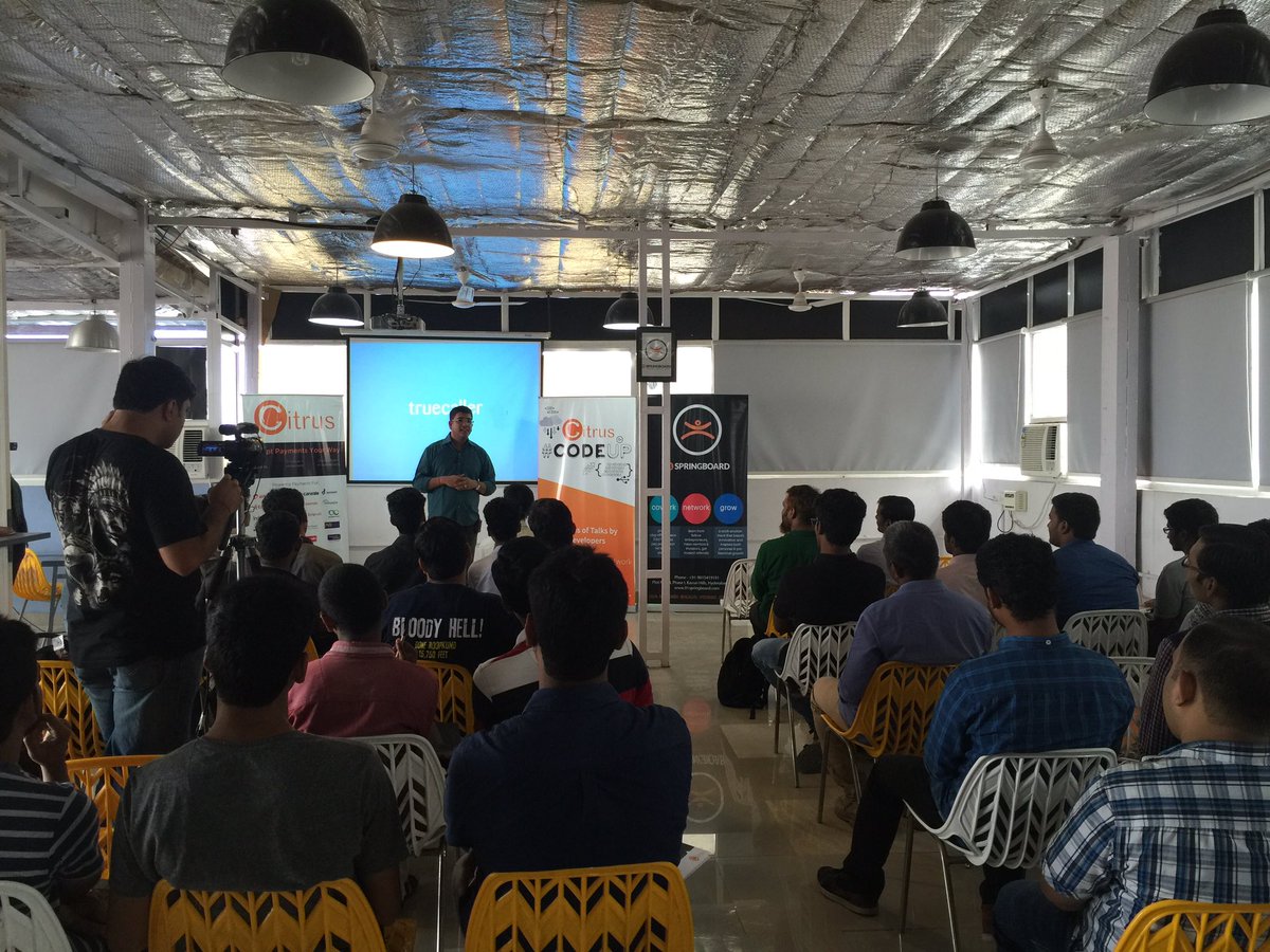 CitrusPay's tweet photo. Hyderabad welcomes #CodeUp with houseful crowd @priyambose of @TruecallerDevs speaking about TrueSDK @91springboard https://t.co/ii3bmqh0rZ