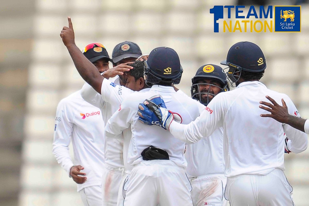 OfficialSLC's tweet photo. VICTORY! Sri Lanka defeat No.1 ranked Test Team by 106 runs. This will rank among the great Tests in history!#SLvAUS https://t.co/9eWVT3sdyd