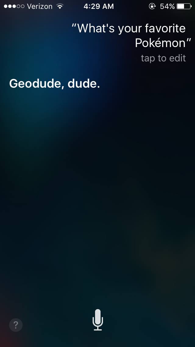 PokemonGoNews's tweet photo. It seems Siri enjoys playing #PokemonGO too! Go ahead and ask Siri what their favorite Pokémon is. https://t.co/cJ1KF6A3sW