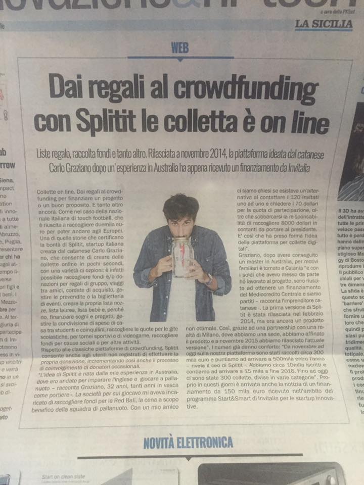 grazie a <a href="/gianlucareale/">gianluca reale</a> Wow una pagina intera sul giornale <a href="/lasicilia/"></a> #collettaonline #crowdfunding