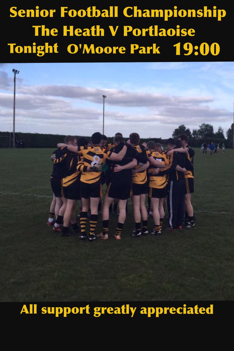 Tonight. 7pm. O'Moore Park. SFC. <a href="/CLGLaois/">Laois GAA</a> <a href="/MidlandsSport/">Midlands 103 Sport</a> <a href="/Express_Sport/">LeinsterExpressSport /Laois Live Sport</a>