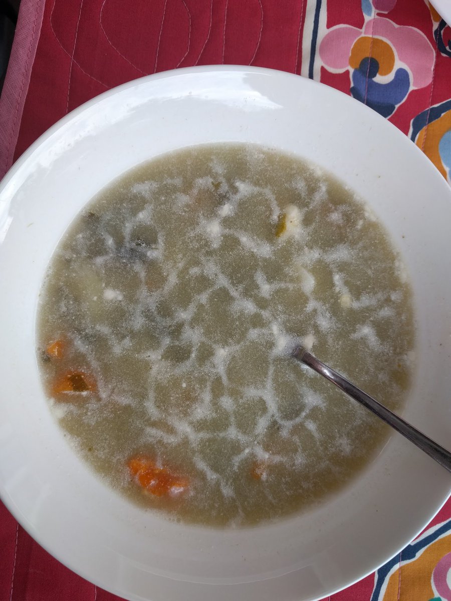 arburga's tweet photo. Emerging cell like patterns in sour cream added to Russian soup. Turing? #EEDUppsala https://t.co/ONgGoWzmHX