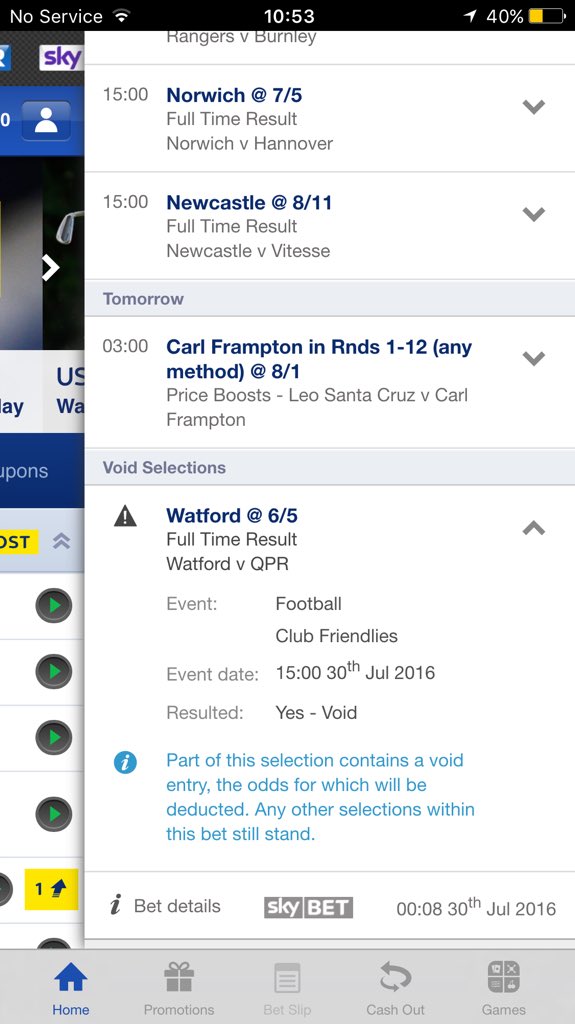 TylerGreer18's tweet photo. @WatfordFC @QPRFC anyone no what sky bet saying the game isn't being played? https://t.co/2BjIvlsQfo