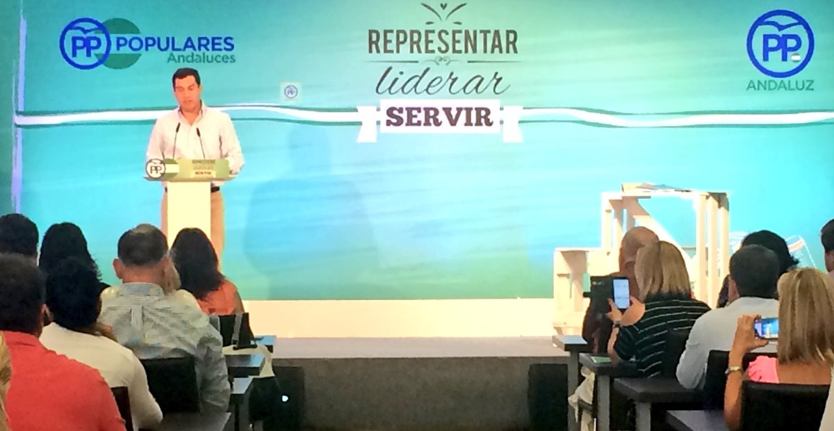 Arranca la intervención de <a href="/JuanMa_Moreno/">Juanma Moreno</a> en la clausura de la Escuela del <a href="/ppandaluz/">PP de Andalucía</a> #PPAndGo