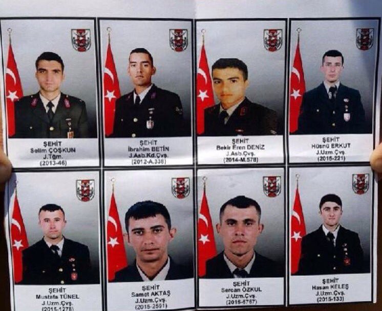Dün şehit verdiğimiz kahraman Türk askerleri. Vatan size minnettardır.