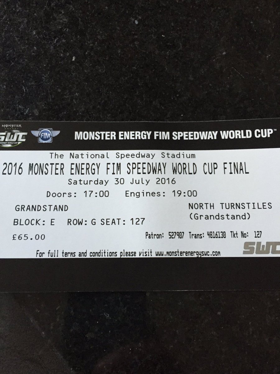 cdhunte0's tweet photo. #speedwayworldcup ticket for sale for today's final.. https://t.co/vSPwfQQKfw