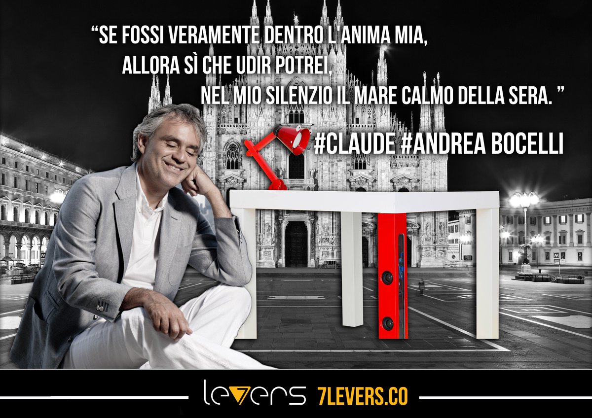 sevenlevers's tweet photo. Today Andrea Bocelli will perform!
Besides being fans of #design we are especially fond of #music! 
#Claude #7levers https://t.co/UsrzgZW80i