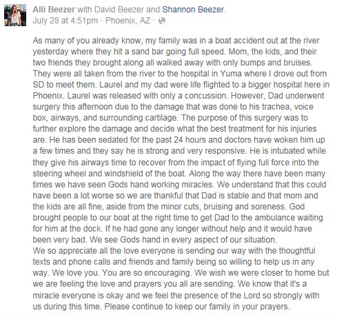 CHSPatriots's tweet photo. Update from Ali Beezer on Coach Beezer and her family... https://t.co/DLgFDpIimk