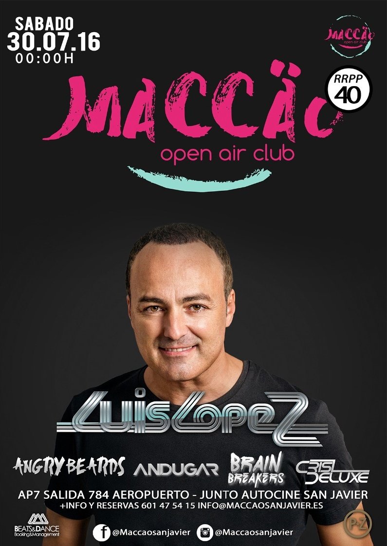 MACCAO_FLYER's tweet photo. Esta noche repetimos el fiestón con el gran LUIS LOPEZ https://t.co/M2oloAPiYX