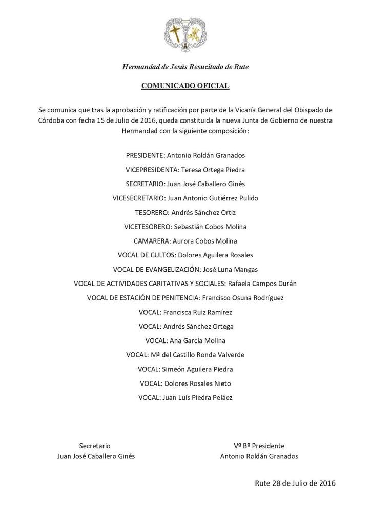 COMUNICADO OFICIAL