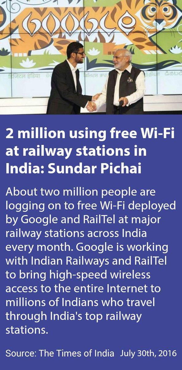 vinay9466's tweet photo. #TransformingIndia
Through high speed #WIFI Top Indian Railways are #MODIfied2years
@RailMinIndia @sureshpprabhu https://t.co/9ccZBC0Bdb