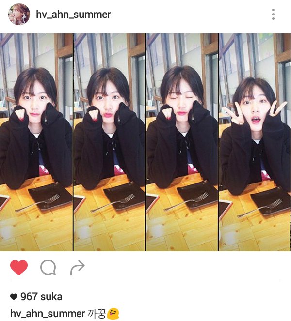 YEOREUMTIME's tweet photo. [YEOREUM INSTAGRAM] 160730 hv_ahn_summer: 까꿍😜 사진작가 #찰떡이주인 (Peekaboo😜 photographed by #ricecakemaster)  #헬로비너스 #여름 https://t.co/fPKIeuGwP6
